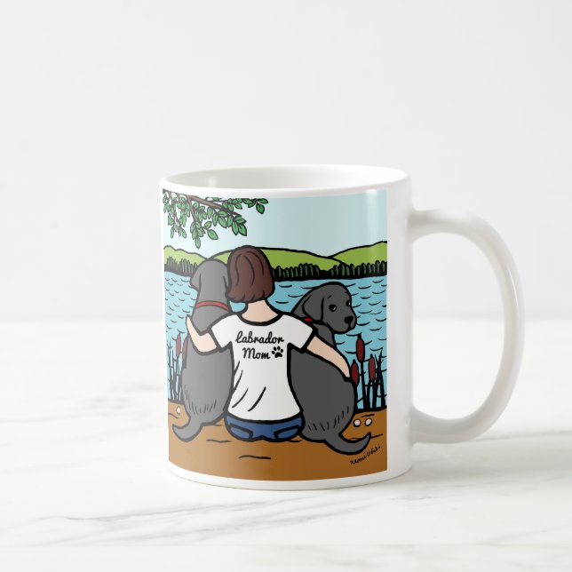 Mug Deux Labradors noir et maman (Droite)