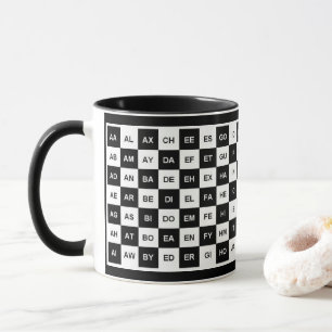 Mug Deux lettres en noir blanc Carrés (version interne