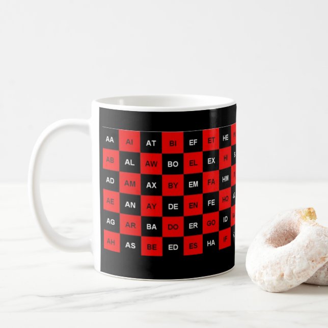 Mug deux lettres en rouge et en noir version US (Avec donut)
