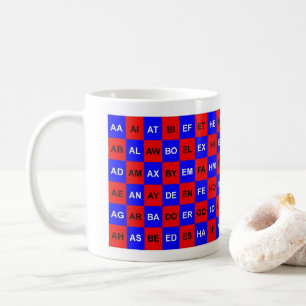 Mug Deux lettres: Rouge Bleu Américain Anglais