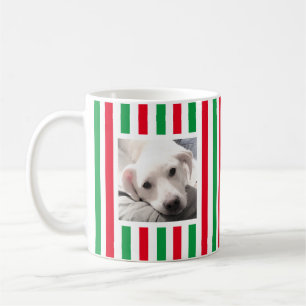Mug Deux mignonnes photos rayées blanc rouge vert