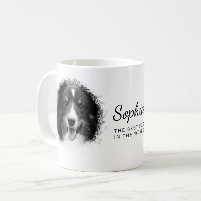 Mug Deux Modèles photo et texte noir personnalisés ron (Devant gauche)