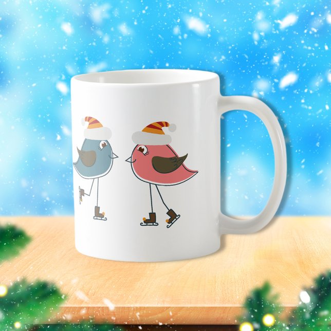 Mug Deux Oiseaux De Neige Patinage Sur Glace (Créateur téléchargé)