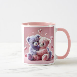 Mug Deux oursons en peluche qui se font un câlin.