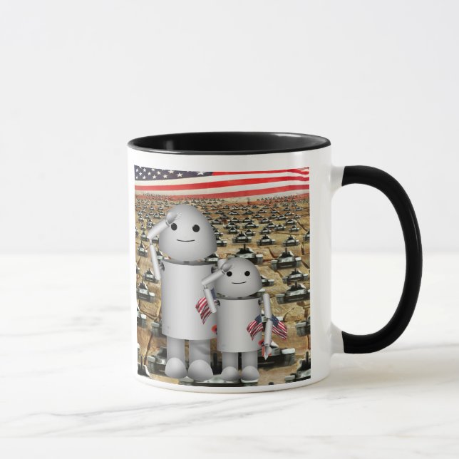 Mug Deux petits robots patriotiques avec beaucoup de c (Droite)