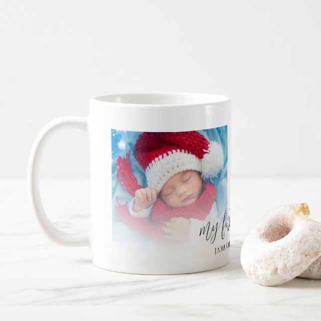 Mug Deux photo Nouveau bébé Prénom de Noël (Avec donut)