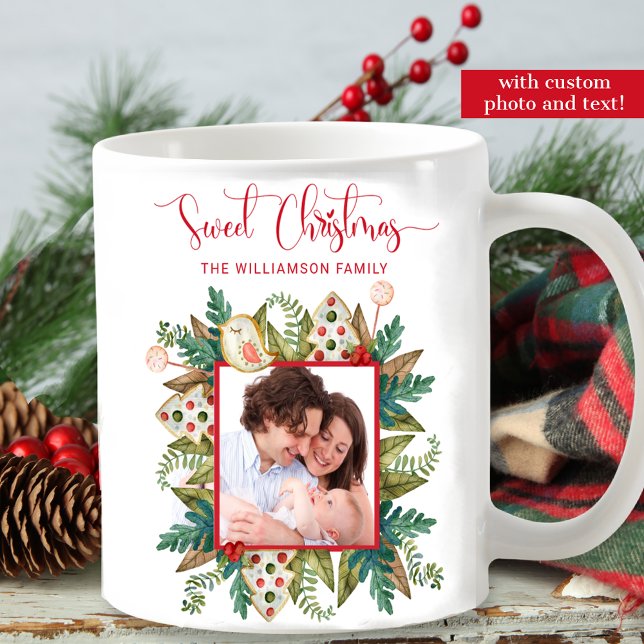 Mug Deux photos, Noël doux, la verdure et les cookies (Créateur téléchargé)