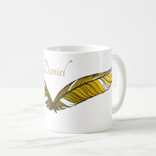 Mug - Deux plumes jaunes et nom