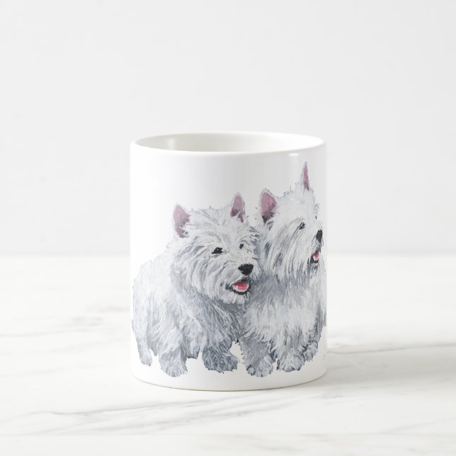 Mug Deux terriers blancs de l'Ouest Écossais (Centre)