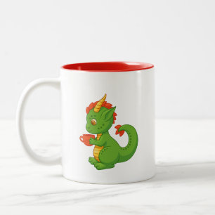 Mug deux tons avec bébé dragon mignon tenant une t