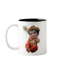 Mug deux tons avec joli petit Krishna de l'art ind