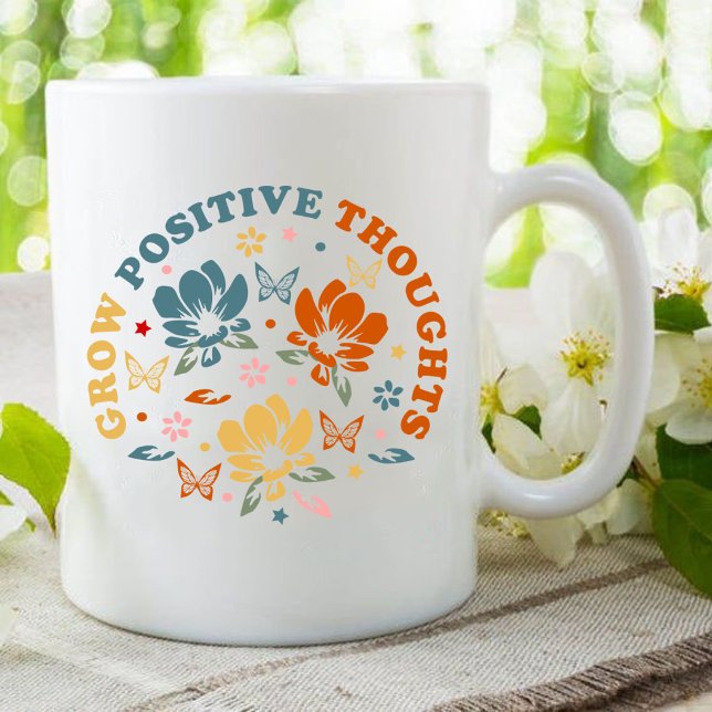 Mug Développer des pensées positives | cadeau d'appréc (grow positive thoughts Mug, gift for teacher, teacher Mug ,teacher appreciation gifts,teachers gifts)