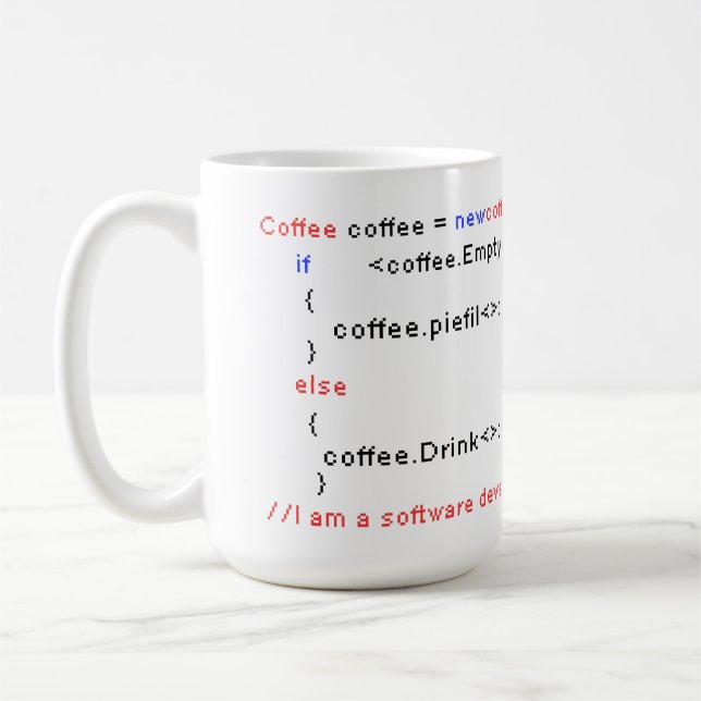 Mug Développeur de logiciel PC Café Codage de boisson  (Gauche)