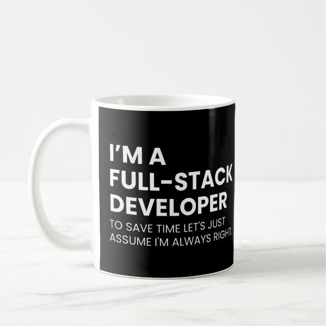 Mug Développeur Full-Stack Citation de codage drôle (Gauche)