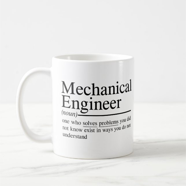 Mug devis amusants pour l'ingénieur mécanique (Gauche)
