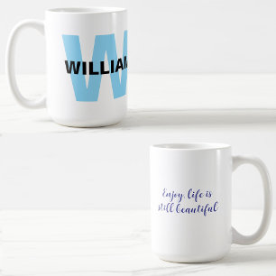 Mug Devis avec Monogramme moderne Initial & Nom