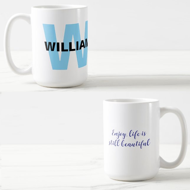 Mug Devis avec Monogramme moderne Initial & Nom (Personalized name mug
)