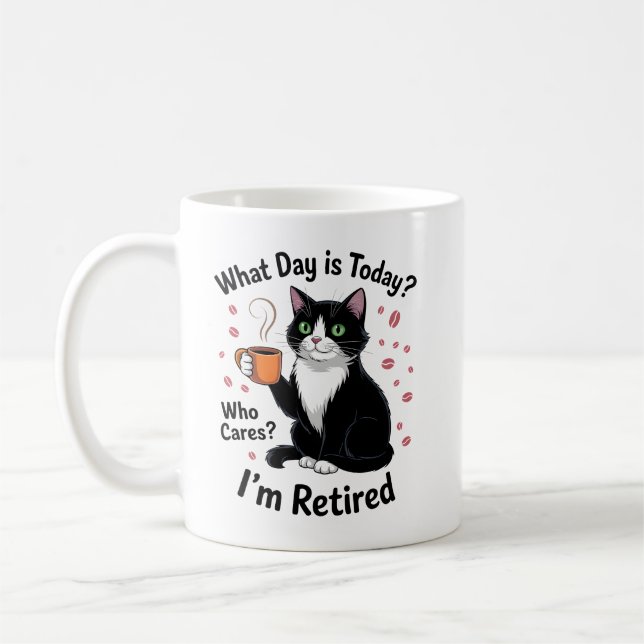 Mug Devis de retraite pour chats amusants - Retraité J (Gauche)