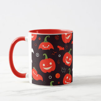 Mug d'Halloween rouge avec Fantômes Éffrayants et 