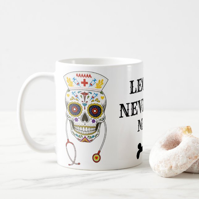 Mug Dia De Los Muerto, Fête mexicaine de l'infirmière  (Avec donut)
