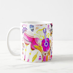 Mug Dia De Los Muertos - Squelette, Chien, Musique Mex