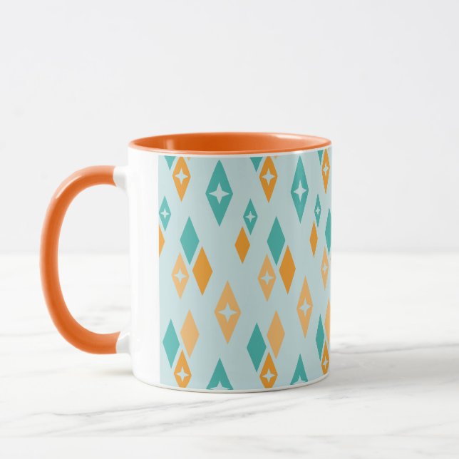 Mug Diamants Atomique du milieu du siècle Aqua, Turquo (Gauche)