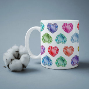 Mug Diamond Heart Aquarelle Motif mignon Pastel Girly