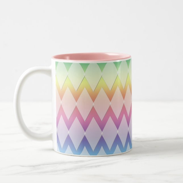 Mug - Diamond Pattern on Rainbow Colours (Left)