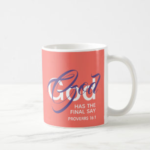 Mug DIEU A LE DERNIER DIT Monogramme Écriture Corail