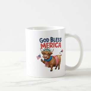 Mug Dieu bénisse la Merica 4 juillet vache américaine
