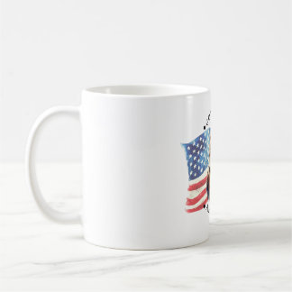 Mug Dieu bénisse l'Amérique avec drapeau/aigle/feux d'
