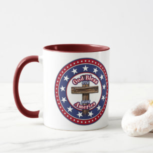 Mug Dieu bénisse l'Amérique Croix robuste 1776-2026