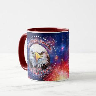 Mug Dieu bénisse l'Amérique Terre Que Brun Eagle Feu d