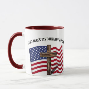 Mug DIEU BÉNISSE MA FAMILLE MILITAIRE croix robuste, d
