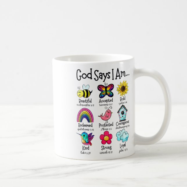 Mug Dieu dit que je suis abeille printemps chrétien dr (Droite)
