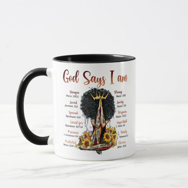 Mug Dieu dit que je suis Black Christian Femmes Melani (Gauche)