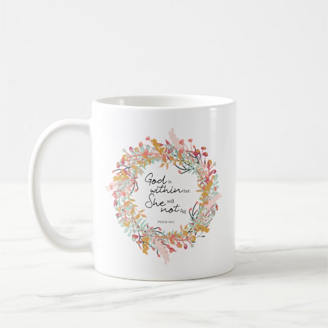 Mug Dieu est dans ses Psaumes 46:5 Bible Verse Citatio (Gauche)