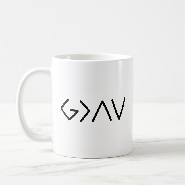 Mug Dieu Est Plus Grand Que Les Symboles Ups & Downs (Gauche)