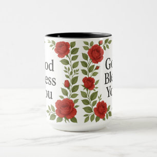 Mug Dieu vous bénisse Religieuse Rose Florale