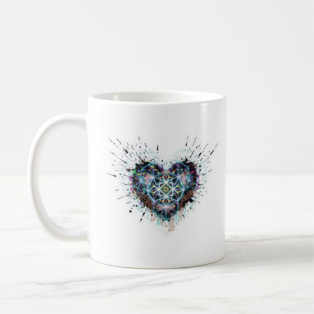 Mug Digital Heart Sacred Geometry Heart Design  (Gauche)