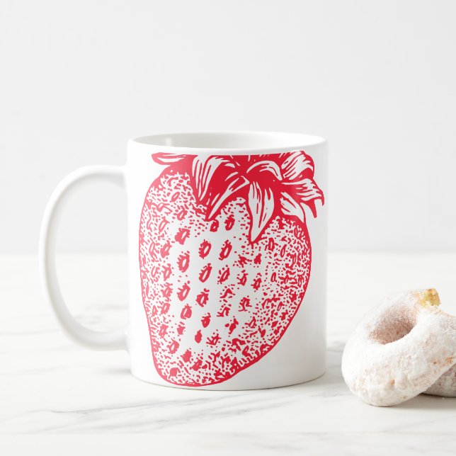Mug d'illustration de fraise rouge (Avec donut)