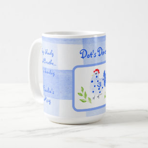 Mug Diner Aquarelle Blue Hen à Personnaliser DIMANCHE