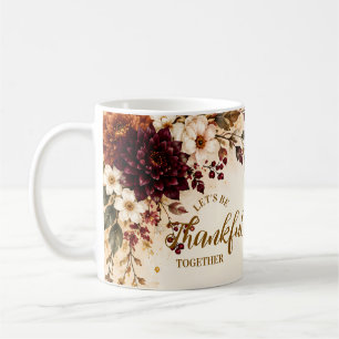 Mug Dîner de Thanksgiving floral bordeaux luxueux