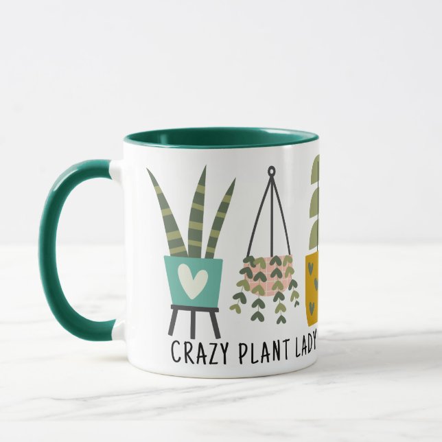 Mug Dingue Plante Lady Fun Postal Plante Green (Gauche)