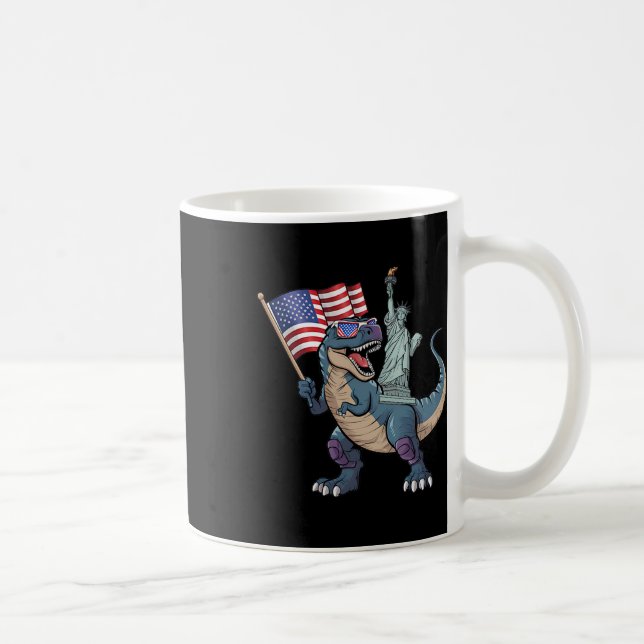 Mug Dino Statue De La Liberté 4 juillet Drôle Garçons  (Droite)