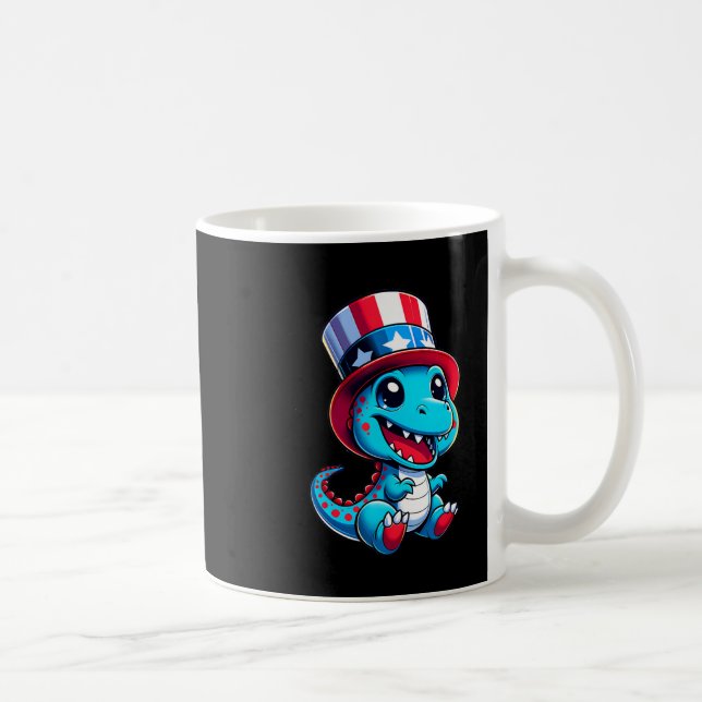 Mug Dinosaur Joyeux 4 juillet Fête de l'Indépendance H (Droite)