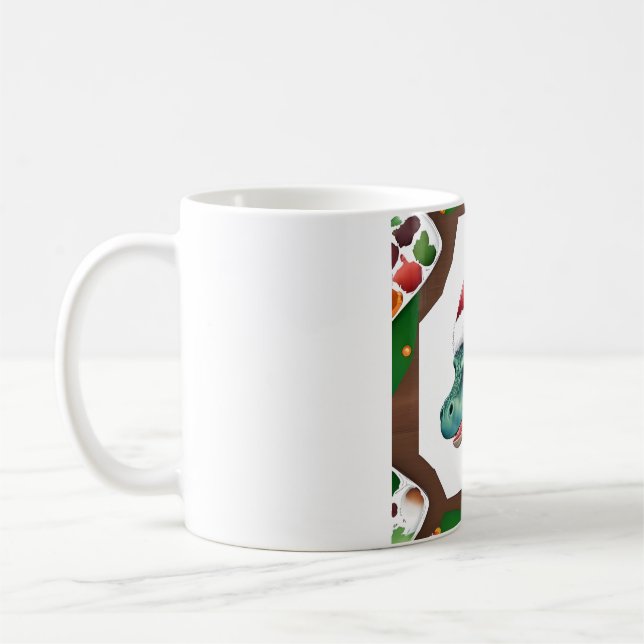 Mug Dinosaur Santa  Hat Art  (Gauche)
