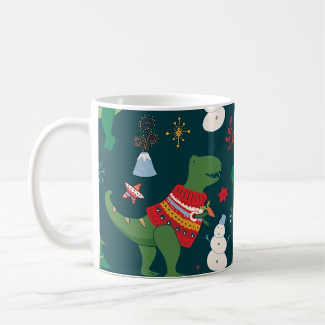 Mug Dinosaur T-Rex : Nouvel An de Noël. (Gauche)