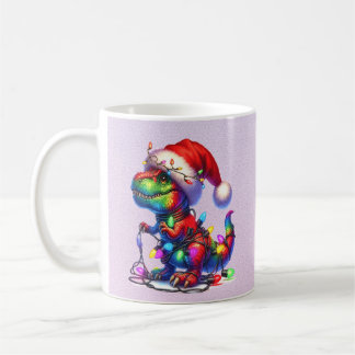 Mug Dinosaur tangled up in fairy christms lights