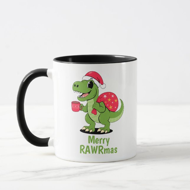 Mug Dinosaure de Noël Festif  (Gauche)